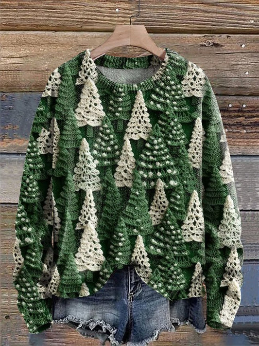 Festlicher Pullover mit Baum-Print-Leyna Moda