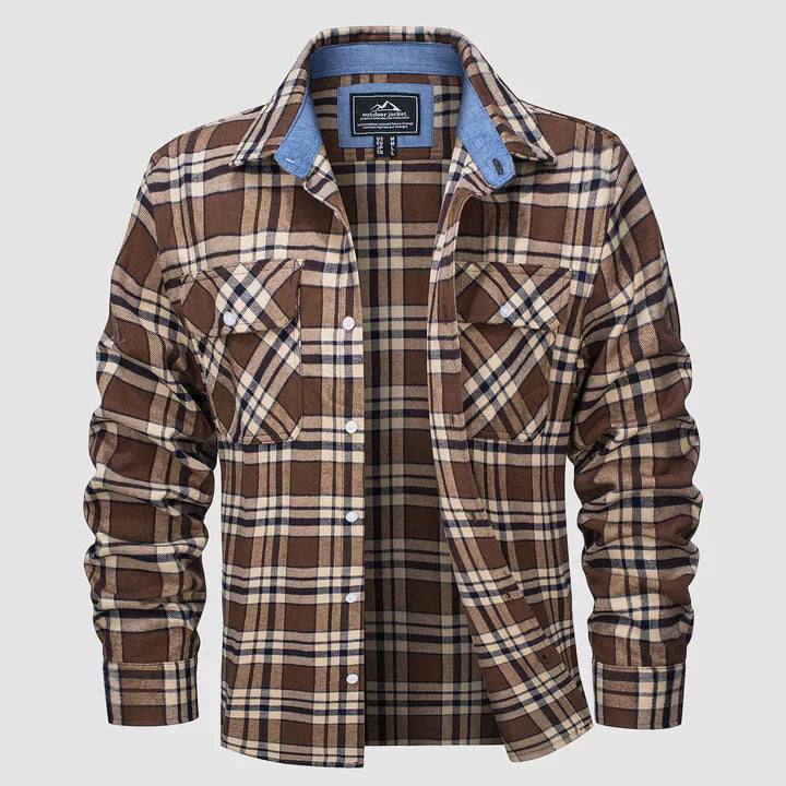 Flanellhemd – Kariertes Herrenhemd mit Knöpfen und Brusttaschen-HauteBerlin