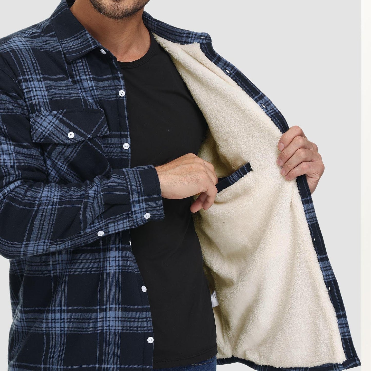 Flanelljacke – Kariertes, Mit Fleece Gefüttertes Herren-Overshirt für den Winter-HauteBerlin
