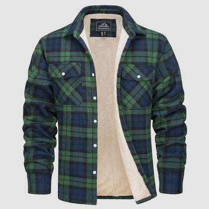 Flanelljacke – Kariertes, Mit Fleece Gefüttertes Herren-Overshirt für den Winter-HauteBerlin