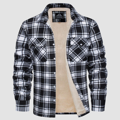 Flanelljacke – Kariertes, Mit Fleece Gefüttertes Herren-Overshirt für den Winter-HauteBerlin