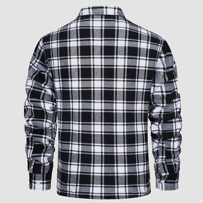 Flanelljacke – Kariertes, Mit Fleece Gefüttertes Herren-Overshirt für den Winter-HauteBerlin