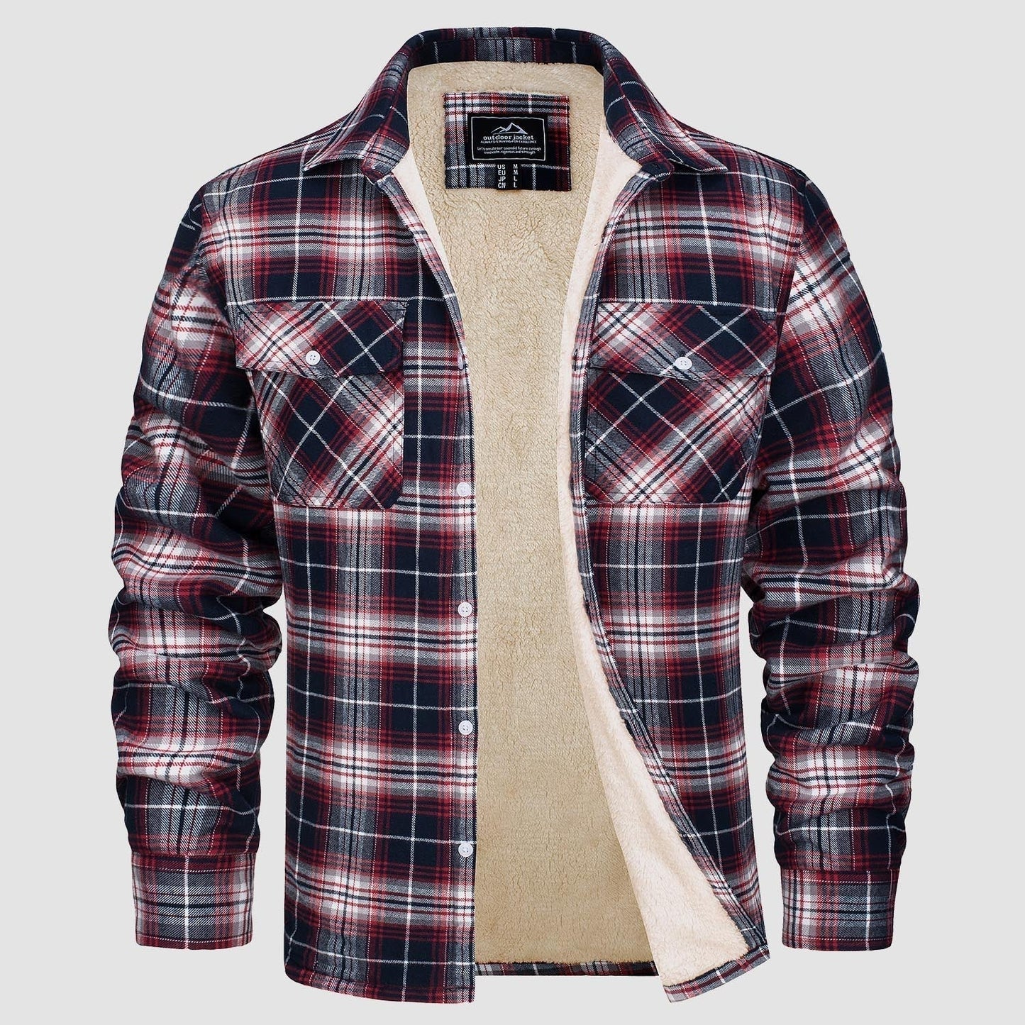 Flanelljacke – Kariertes, Mit Fleece Gefüttertes Herren-Overshirt für den Winter-HauteBerlin