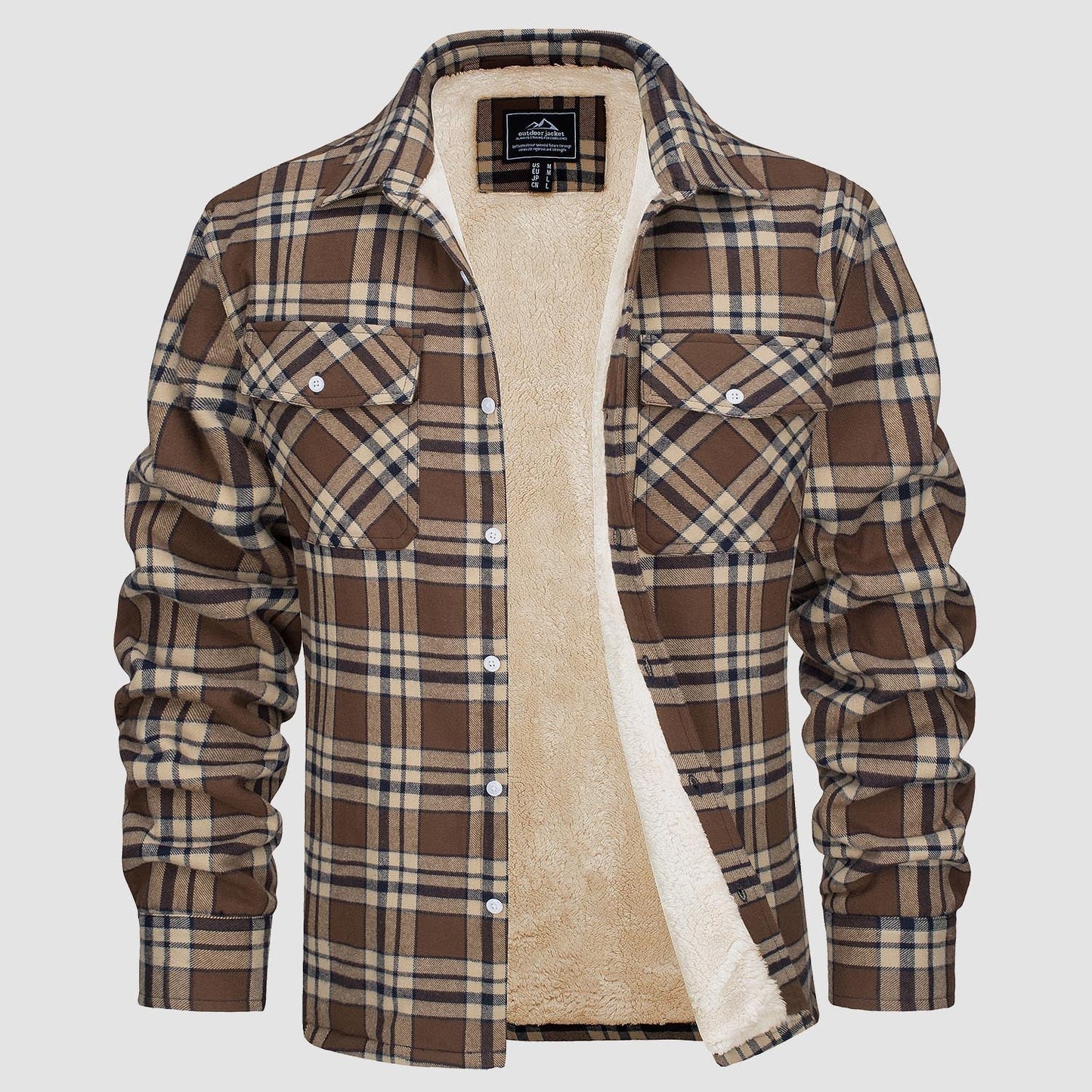 Flanelljacke – Kariertes, Mit Fleece Gefüttertes Herren-Overshirt für den Winter-HauteBerlin