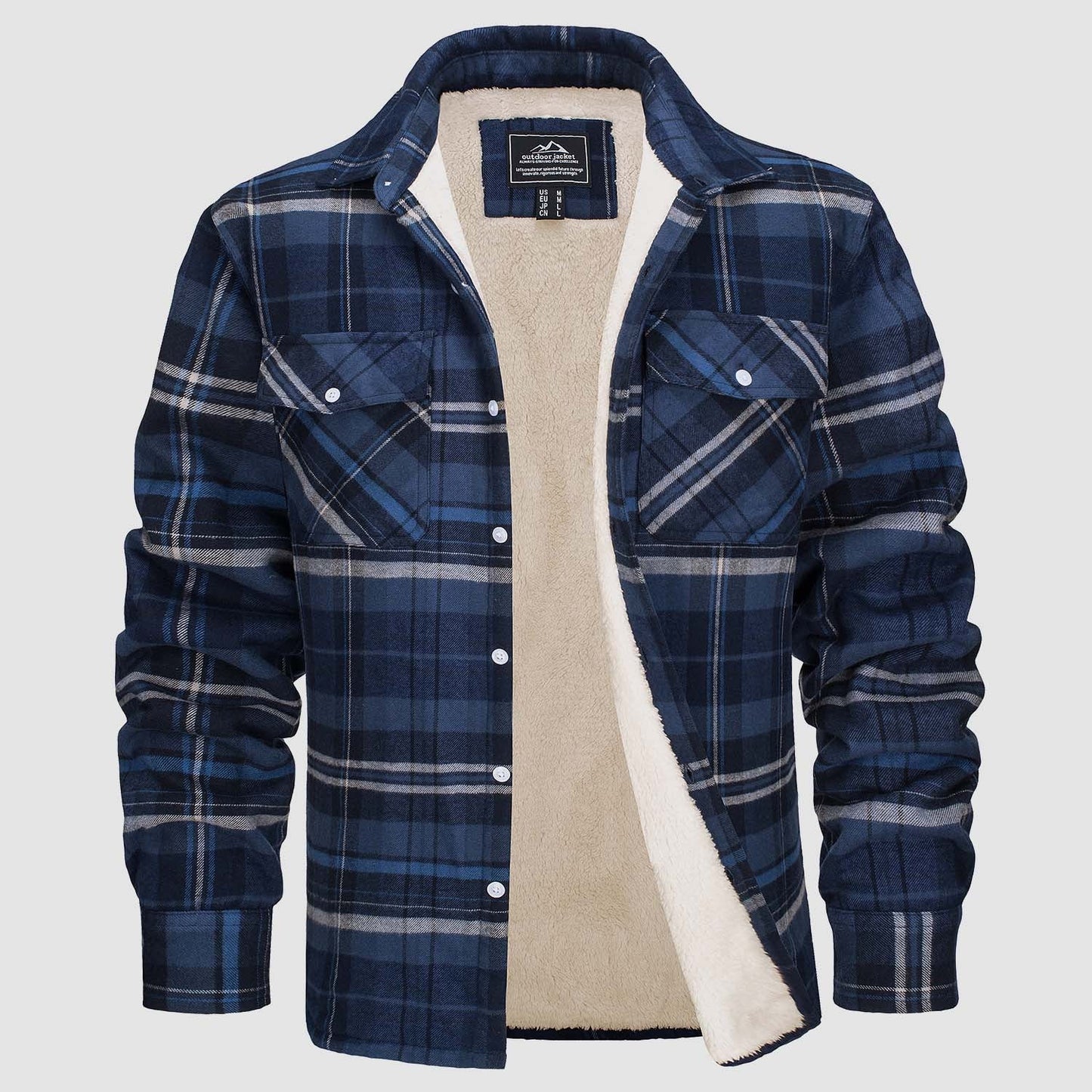 Flanelljacke – Kariertes, Mit Fleece Gefüttertes Herren-Overshirt für den Winter-HauteBerlin