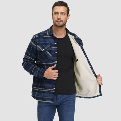 Flanelljacke – Kariertes, Mit Fleece Gefüttertes Herren-Overshirt für den Winter-HauteBerlin