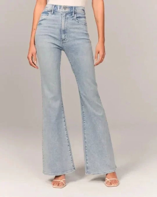 Flared Jeans | Blau | Denim | Hochtaillierte Jeans | Damenjeans-HauteBerlin