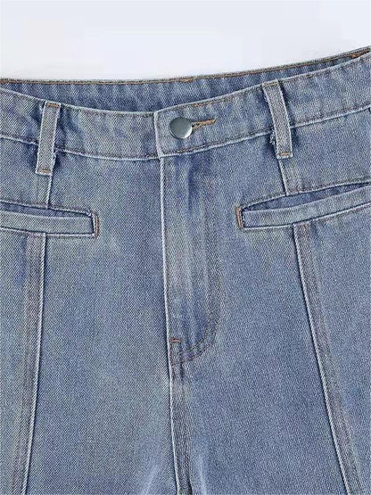 Flared Jeans - Hellblaue High Waisted Jeans mit Sternendruck für Frauen-HauteBerlin