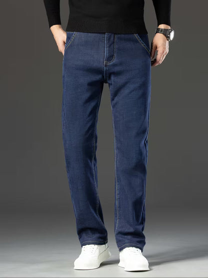 Fleecegefütterte Jeans – Stretchjeans mit geradem Bein für Männer-HauteBerlin