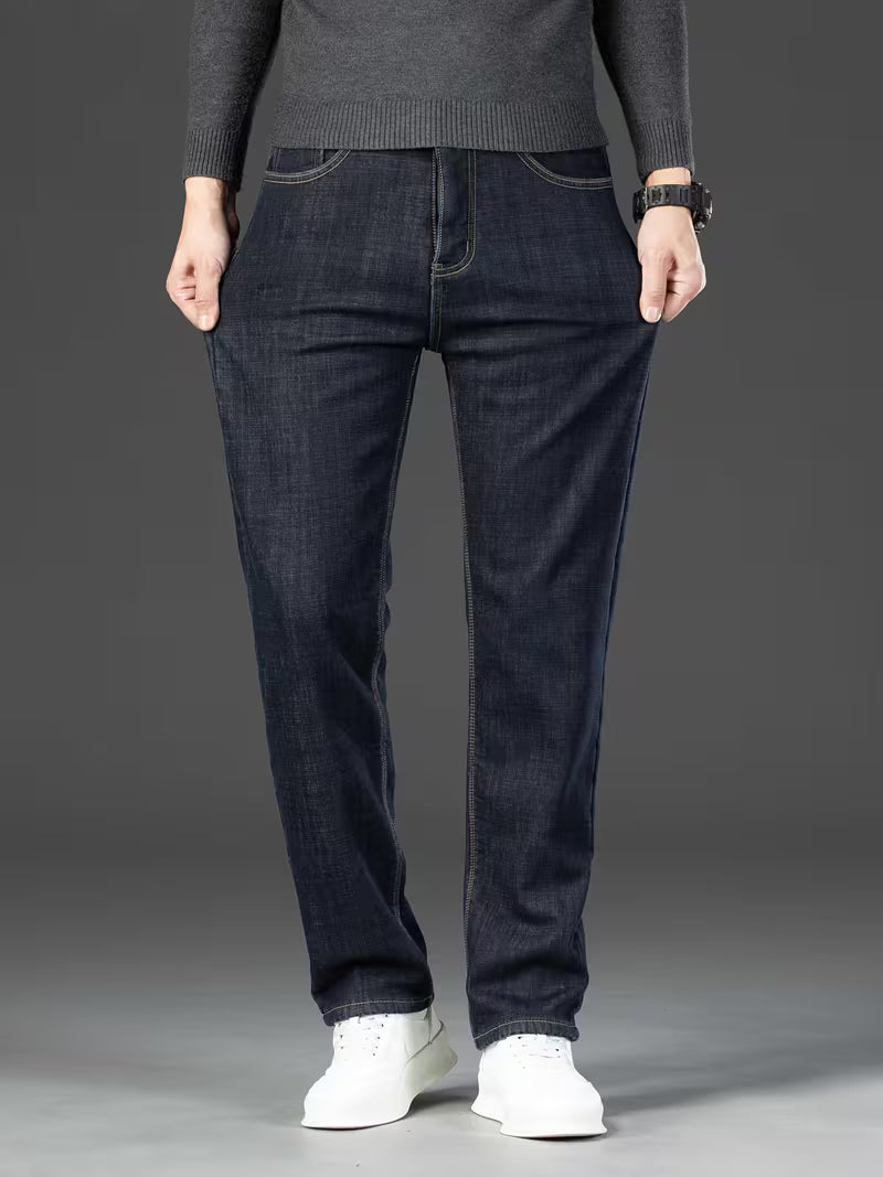 Fleecegefütterte Jeans – Stretchjeans mit geradem Bein für Männer-HauteBerlin