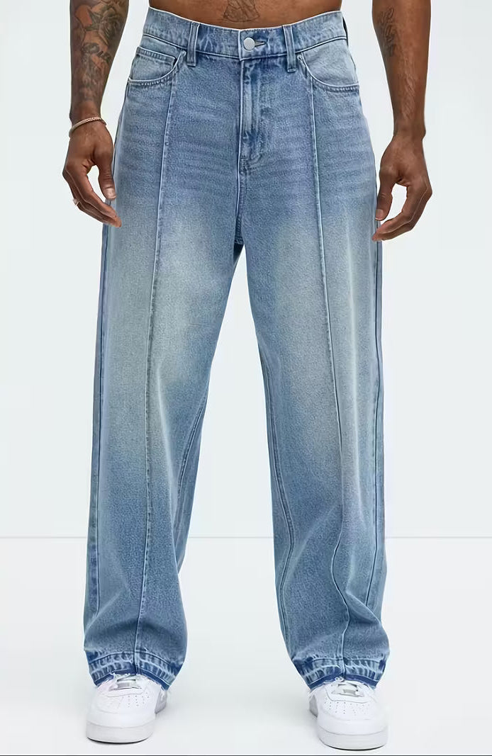 Gerade geschnittene Jeans | Hohe Taille | Washed | Locker sitzende Jeans | Herrenjeans-HauteBerlin