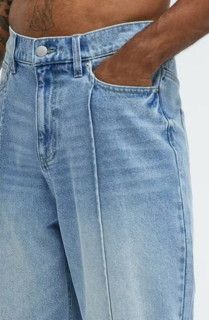 Gerade geschnittene Jeans | Hohe Taille | Washed | Locker sitzende Jeans | Herrenjeans-HauteBerlin