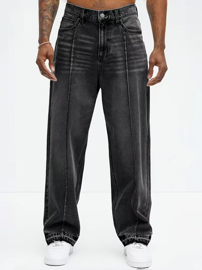 Gerade geschnittene Jeans | Hohe Taille | Washed | Locker sitzende Jeans | Herrenjeans-HauteBerlin