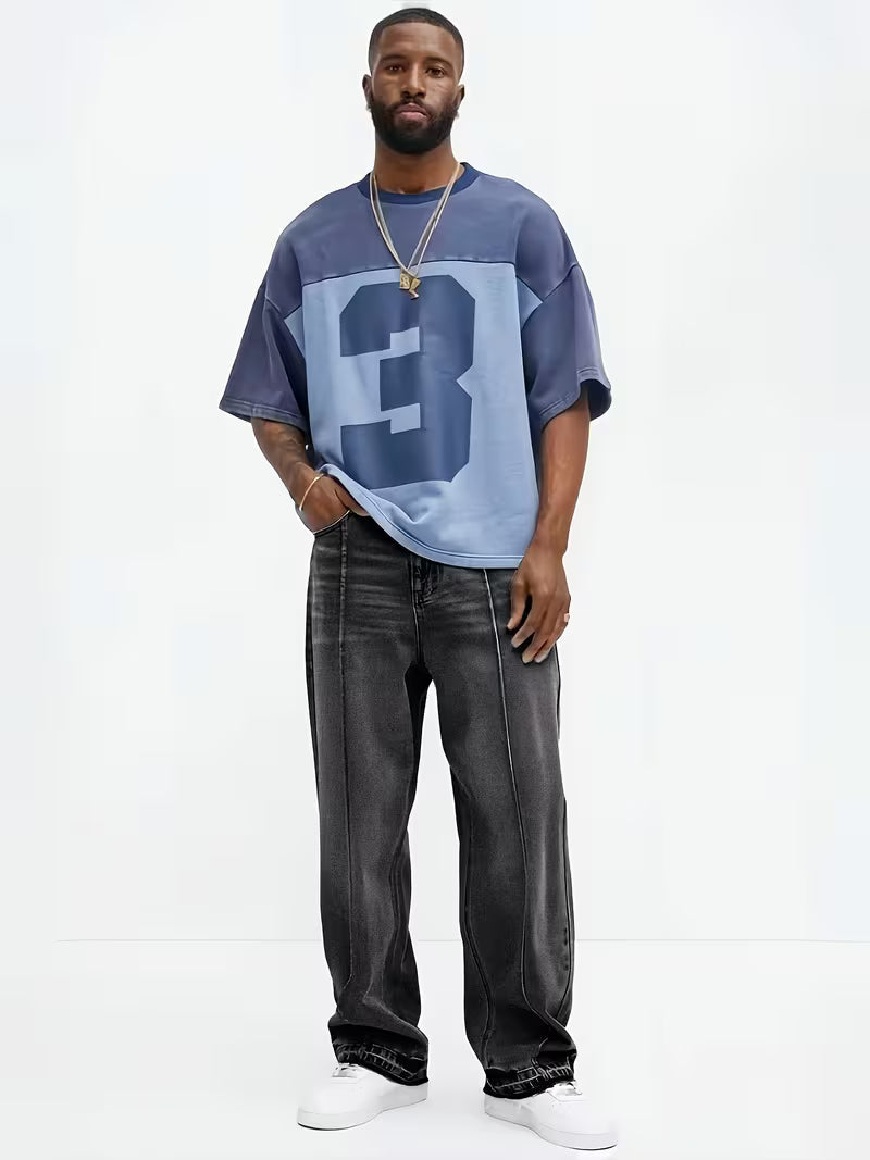 Gerade geschnittene Jeans | Hohe Taille | Washed | Locker sitzende Jeans | Herrenjeans-HauteBerlin