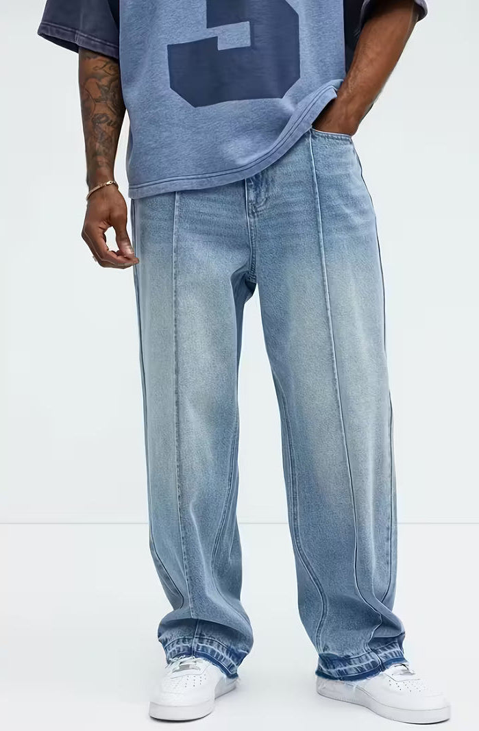 Gerade geschnittene Jeans | Hohe Taille | Washed | Locker sitzende Jeans | Herrenjeans-HauteBerlin