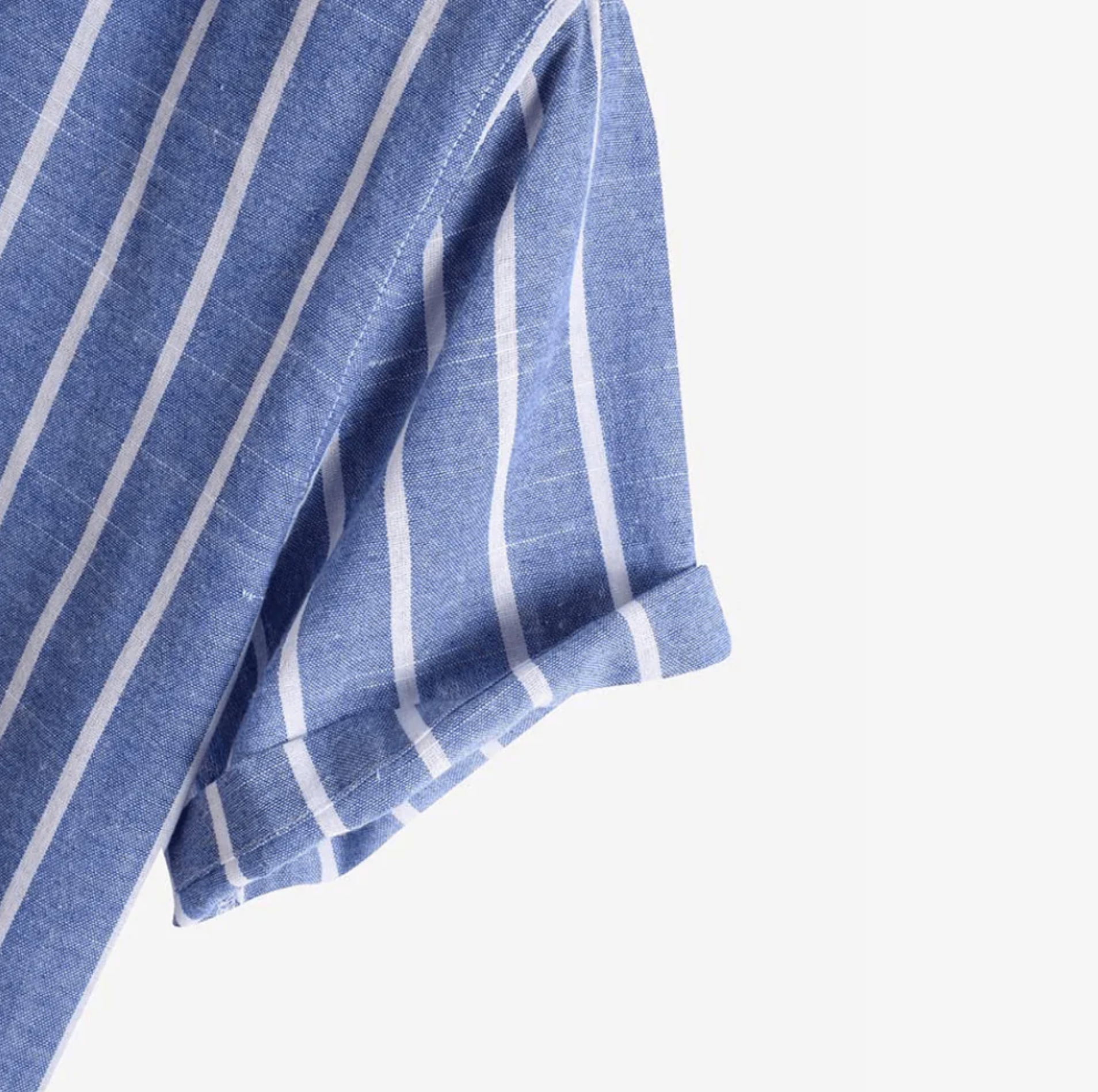 Gestreiftes Hemd | Blau | Kurzarm | Henley-Shirt | Sommerhemd für Herren-HauteBerlin