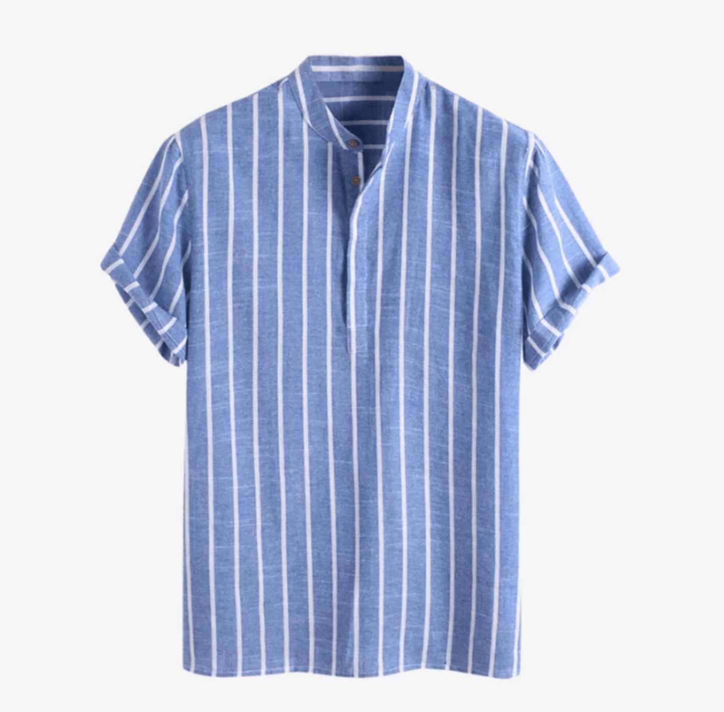 Gestreiftes Hemd | Blau | Kurzarm | Henley-Shirt | Sommerhemd für Herren-HauteBerlin
