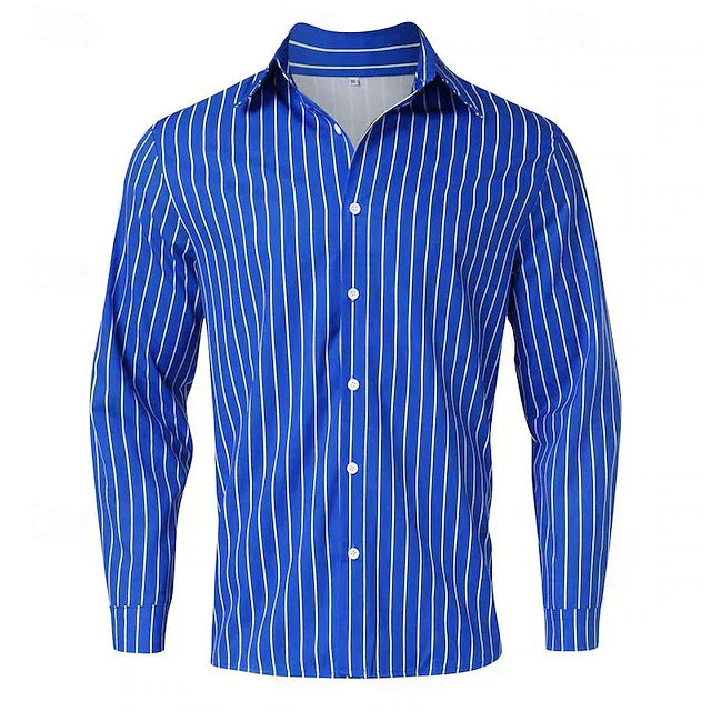 Gestreiftes Hemd | Langarm | Slim Fit | Hemd mit Knöpfen | Herrenhemden-HauteBerlin