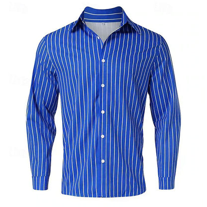 Gestreiftes Hemd | Langarm | Slim Fit | Hemd mit Knöpfen | Herrenhemden-HauteBerlin