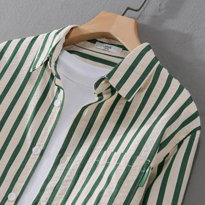 Gestreiftes Hemd - Polo - Button-Up - Langarmhemd - Herrenhemden-HauteBerlin