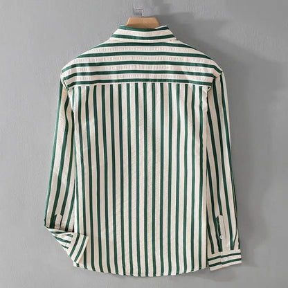 Gestreiftes Hemd - Polo - Button-Up - Langarmhemd - Herrenhemden-HauteBerlin