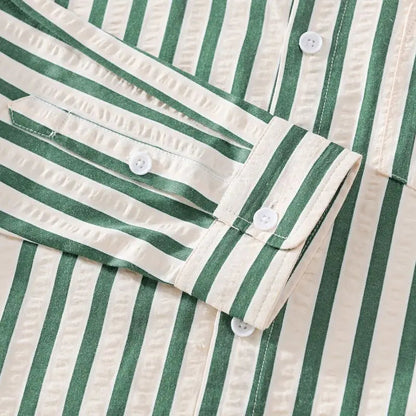 Gestreiftes Hemd - Polo - Button-Up - Langarmhemd - Herrenhemden-HauteBerlin