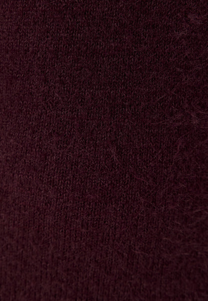 Gestricktes Minikleid | Flauschig | Langarm | Burgunderrotes Kleid | Jumperkleid-HauteBerlin