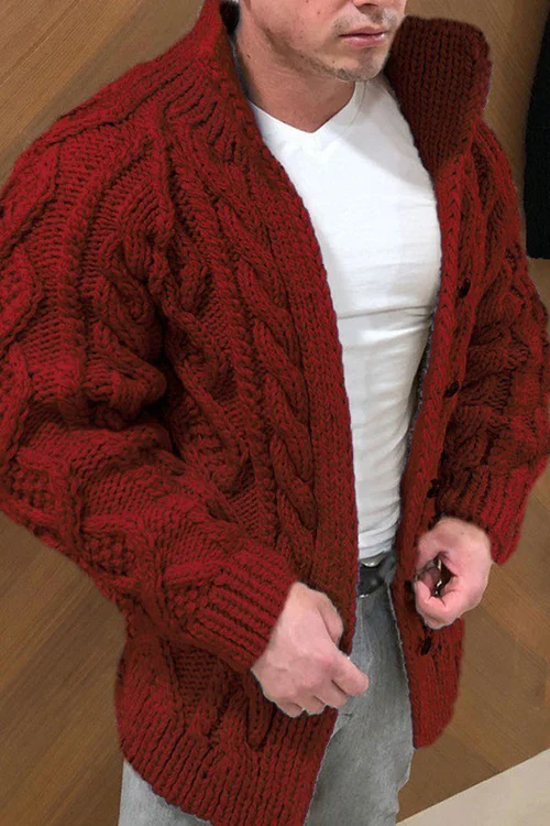 Grobe Strickjacke | Warm | Zopfmuster | Strickjacke | Herren-Strickjacke-HauteBerlin