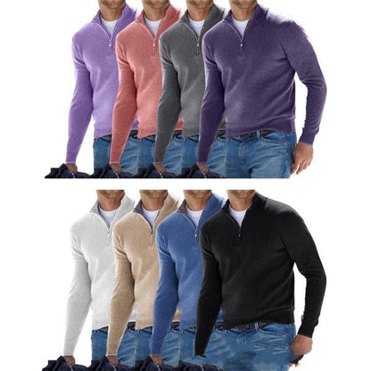 Halber Reißverschluss-Pullover | Gestrickt | Langarm | Pullover-Pullover | Herren Pullover mit viertel Reißverschluss-HauteBerlin