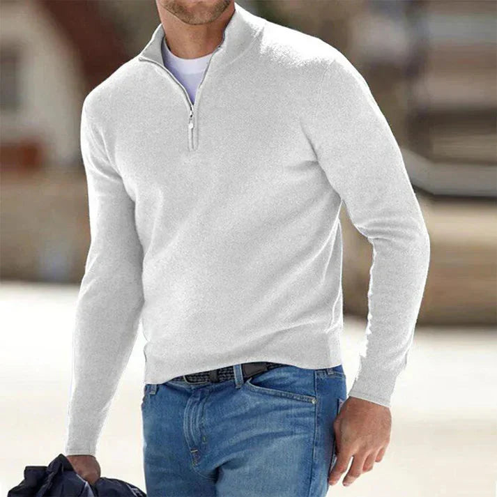 Halber Reißverschluss-Pullover | Gestrickt | Langarm | Pullover-Pullover | Herren Pullover mit viertel Reißverschluss-HauteBerlin