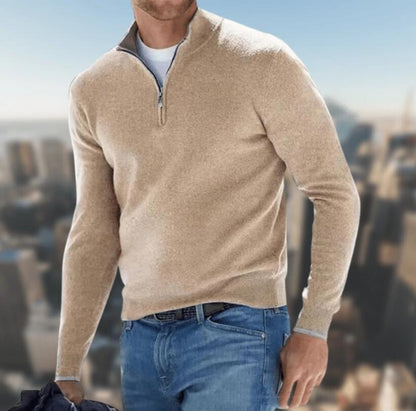 Halber Reißverschluss-Pullover | Gestrickt | Langarm | Pullover-Pullover | Herren Pullover mit viertel Reißverschluss-HauteBerlin