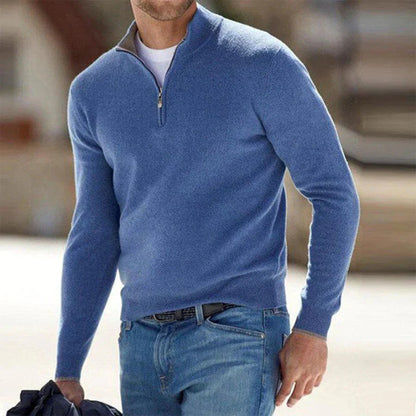 Halber Reißverschluss-Pullover | Gestrickt | Langarm | Pullover-Pullover | Herren Pullover mit viertel Reißverschluss-HauteBerlin