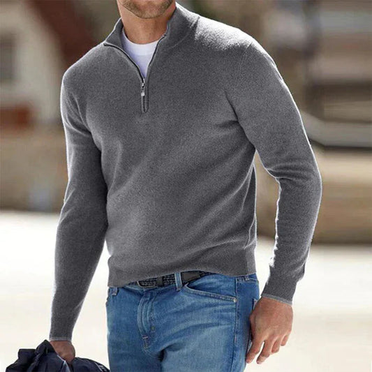 Halber Reißverschluss-Pullover | Gestrickt | Langarm | Pullover-Pullover | Herren Pullover mit viertel Reißverschluss-HauteBerlin