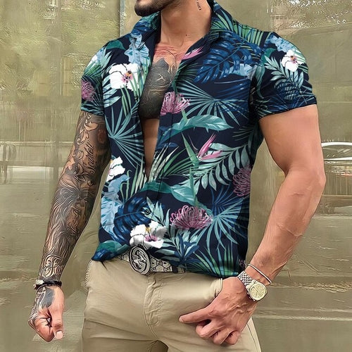 Hawaiihemd - Button-Up - Bedruckt - Kurzarmhemd - Herrenhemden-HauteBerlin