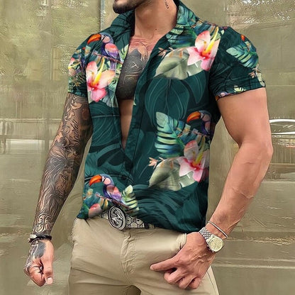 Hawaiihemd - Button-Up - Bedruckt - Kurzarmhemd - Herrenhemden-HauteBerlin