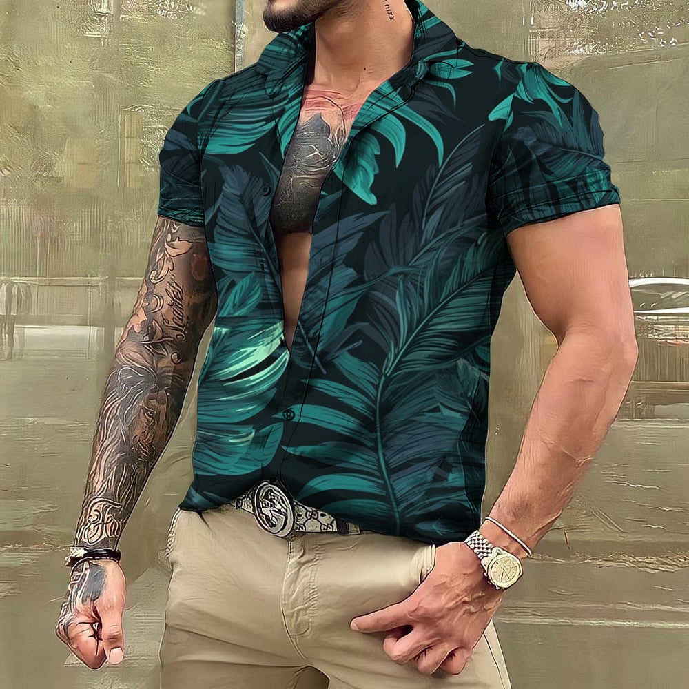 Hawaiihemd - Button-Up - Bedruckt - Kurzarmhemd - Herrenhemden-HauteBerlin