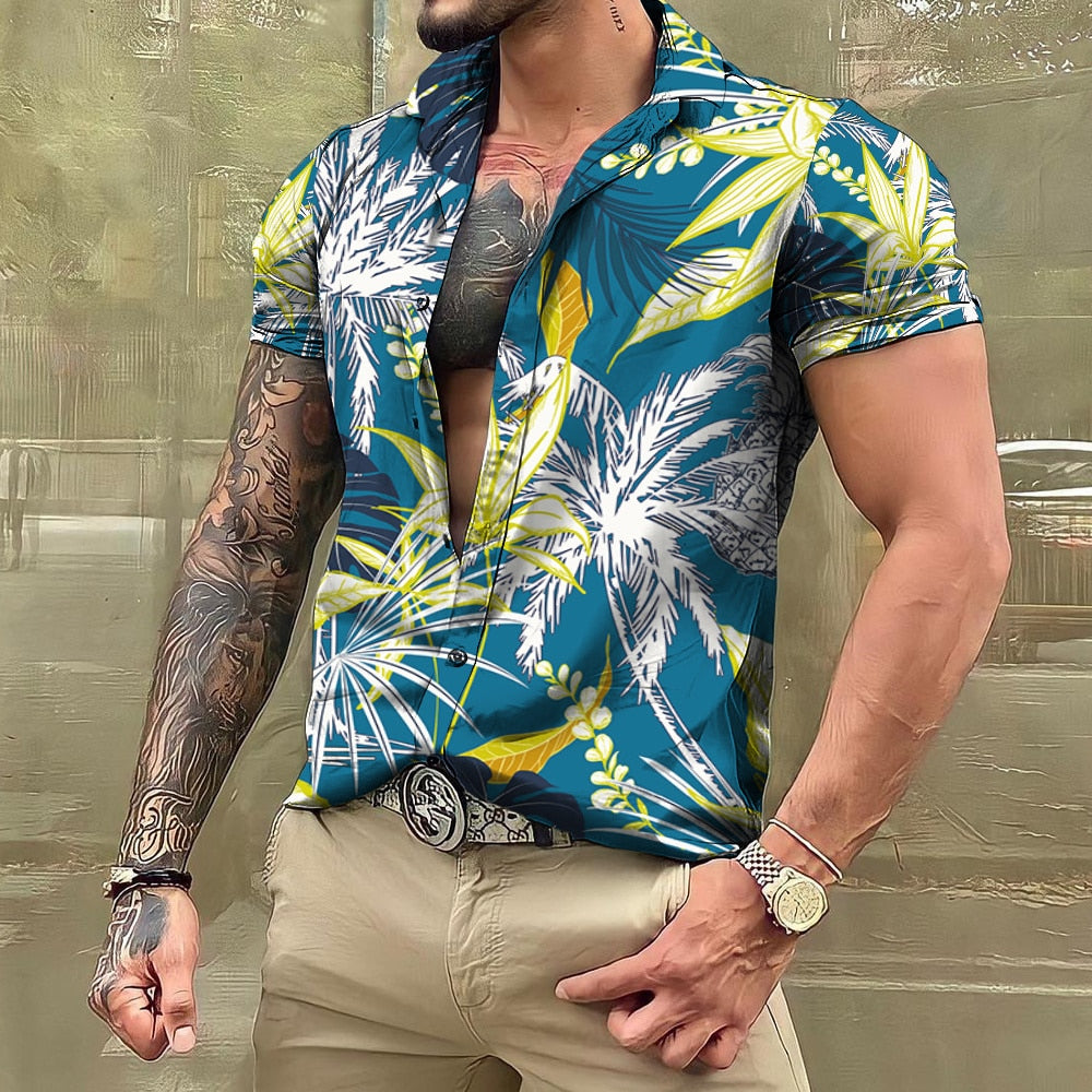 Hawaiihemd - Button-Up - Bedruckt - Kurzarmhemd - Herrenhemden-HauteBerlin