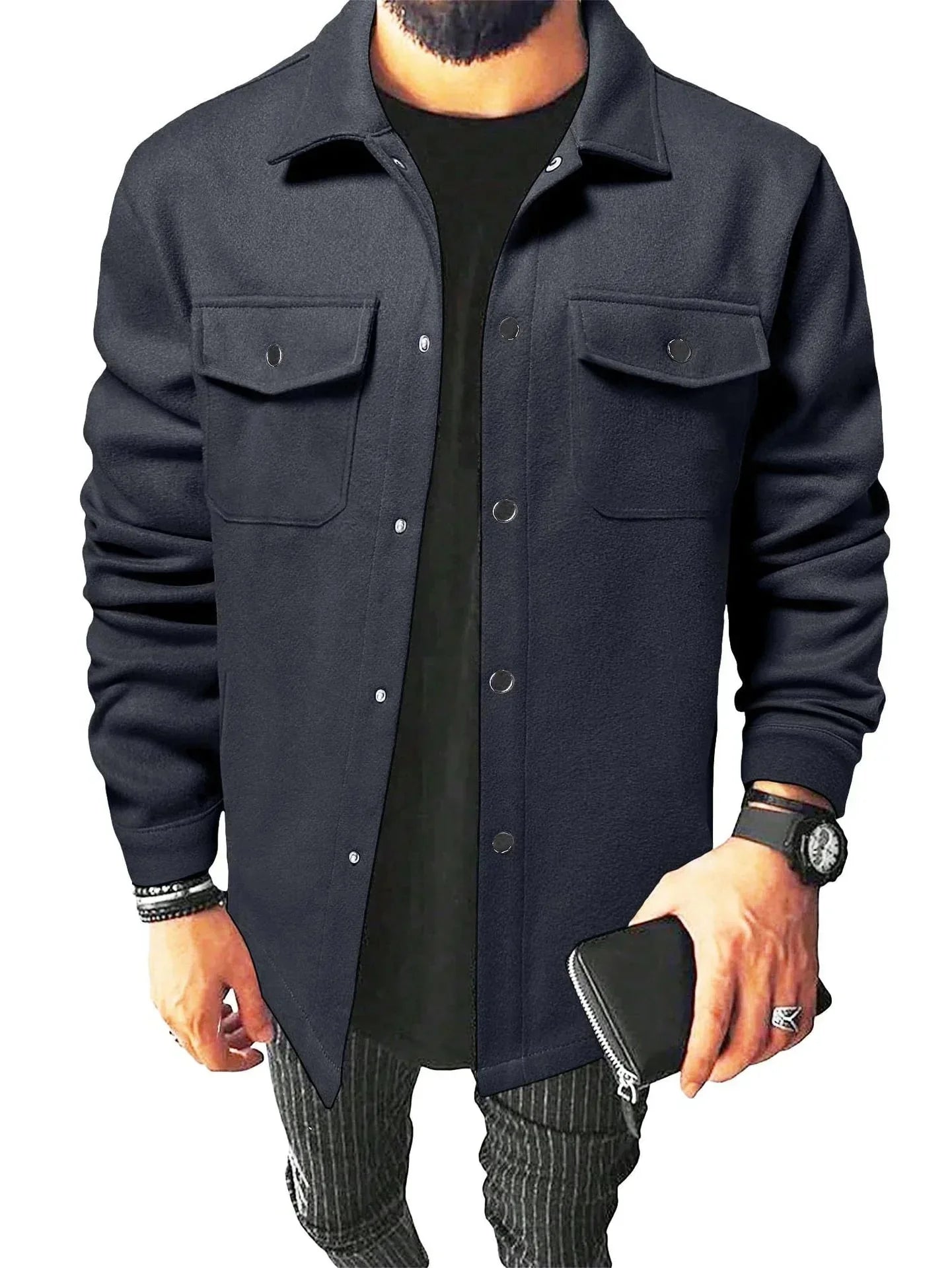 Hemdjacke – Herren-Langarm-Overshirt mit Knopfleiste-HauteBerlin