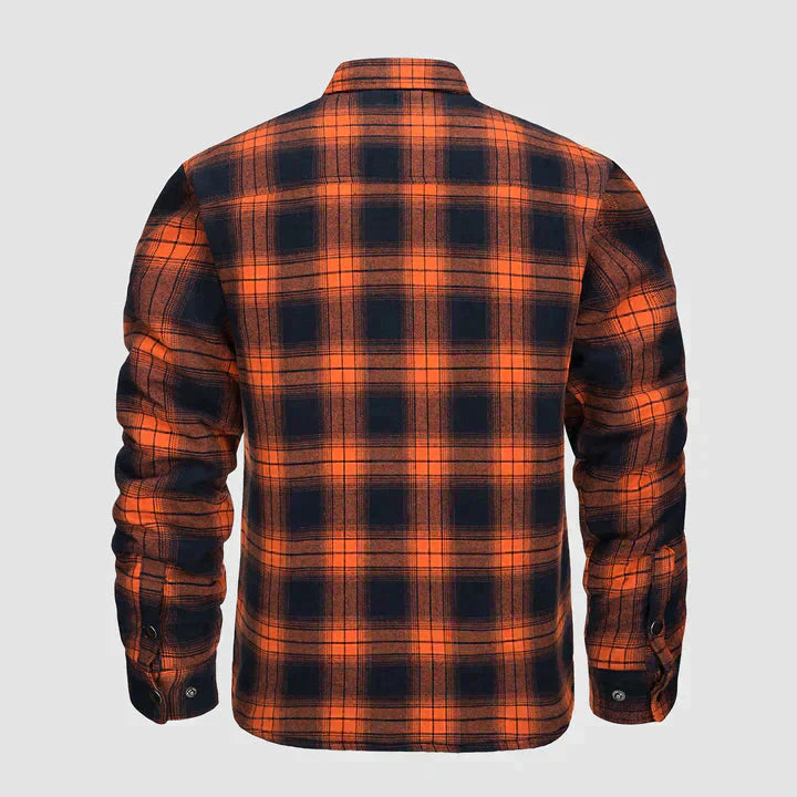 Hemdjacke – karierte, gesteppte Herren-Steppjacke mit Knöpfen-HauteBerlin