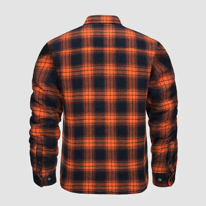 Hemdjacke – karierte, gesteppte Herren-Steppjacke mit Knöpfen-HauteBerlin