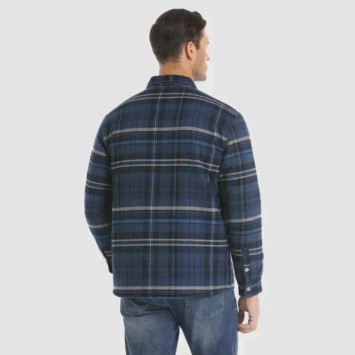 Hemdjacke – karierte, gesteppte Herren-Steppjacke mit Knöpfen-HauteBerlin