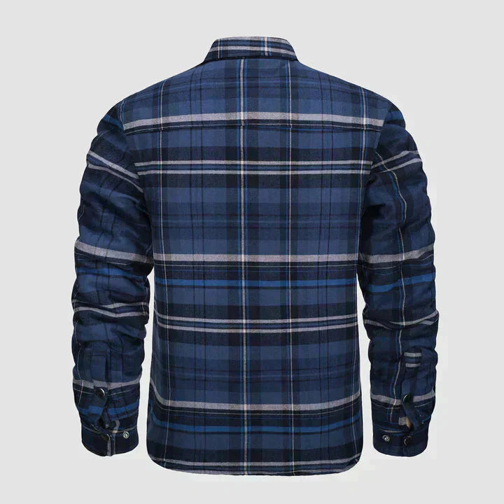 Hemdjacke – karierte, gesteppte Herren-Steppjacke mit Knöpfen-HauteBerlin
