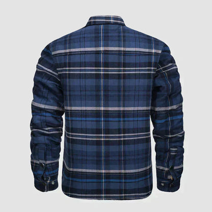 Hemdjacke – karierte, gesteppte Herren-Steppjacke mit Knöpfen-HauteBerlin