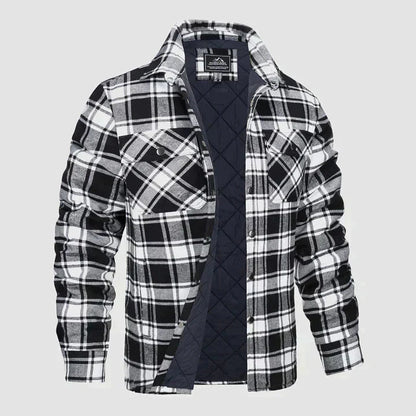 Hemdjacke – karierte, gesteppte Herren-Steppjacke mit Knöpfen-HauteBerlin