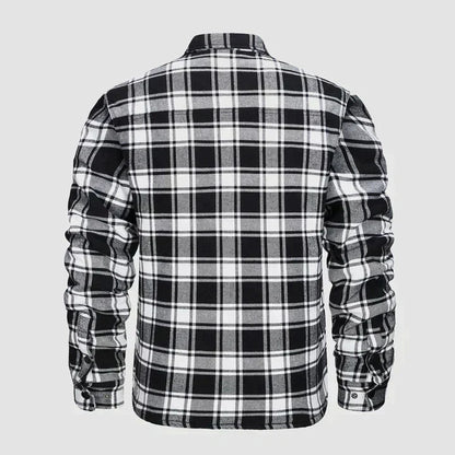 Hemdjacke – karierte, gesteppte Herren-Steppjacke mit Knöpfen-HauteBerlin