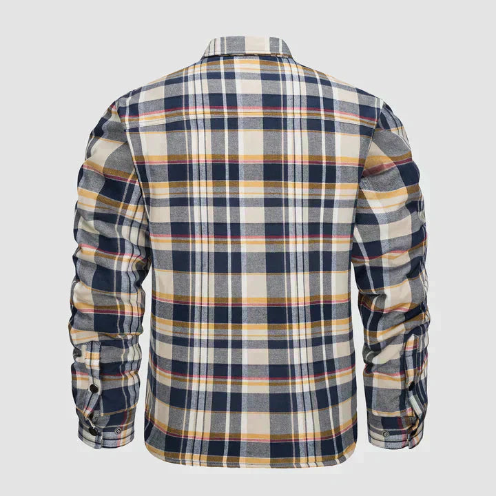 Hemdjacke – karierte, gesteppte Herren-Steppjacke mit Knöpfen-HauteBerlin
