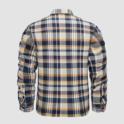 Hemdjacke – karierte, gesteppte Herren-Steppjacke mit Knöpfen-HauteBerlin