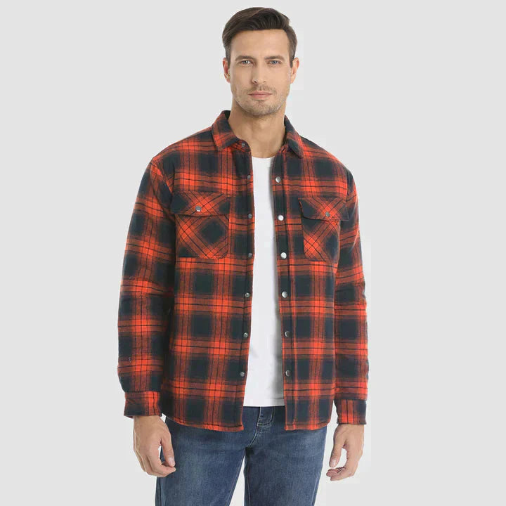 Hemdjacke – karierte, gesteppte Herren-Steppjacke mit Knöpfen-HauteBerlin