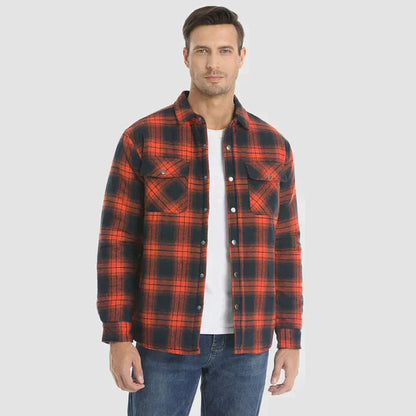 Hemdjacke – karierte, gesteppte Herren-Steppjacke mit Knöpfen-HauteBerlin