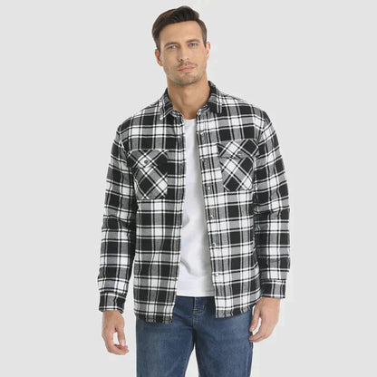 Hemdjacke – karierte, gesteppte Herren-Steppjacke mit Knöpfen-HauteBerlin